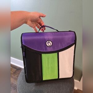 Purple, Green, Black, and White Organizer Bag Case-it The Mighty Zip 3-Ring